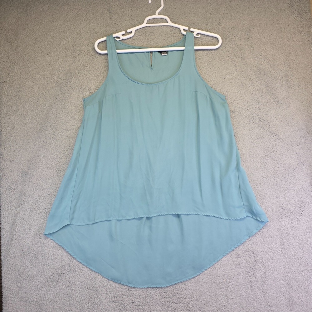 Torrid Tank Top Womens 0 L Green‎ Scoop Neck Chiffon Sheer Hi Low Flowy